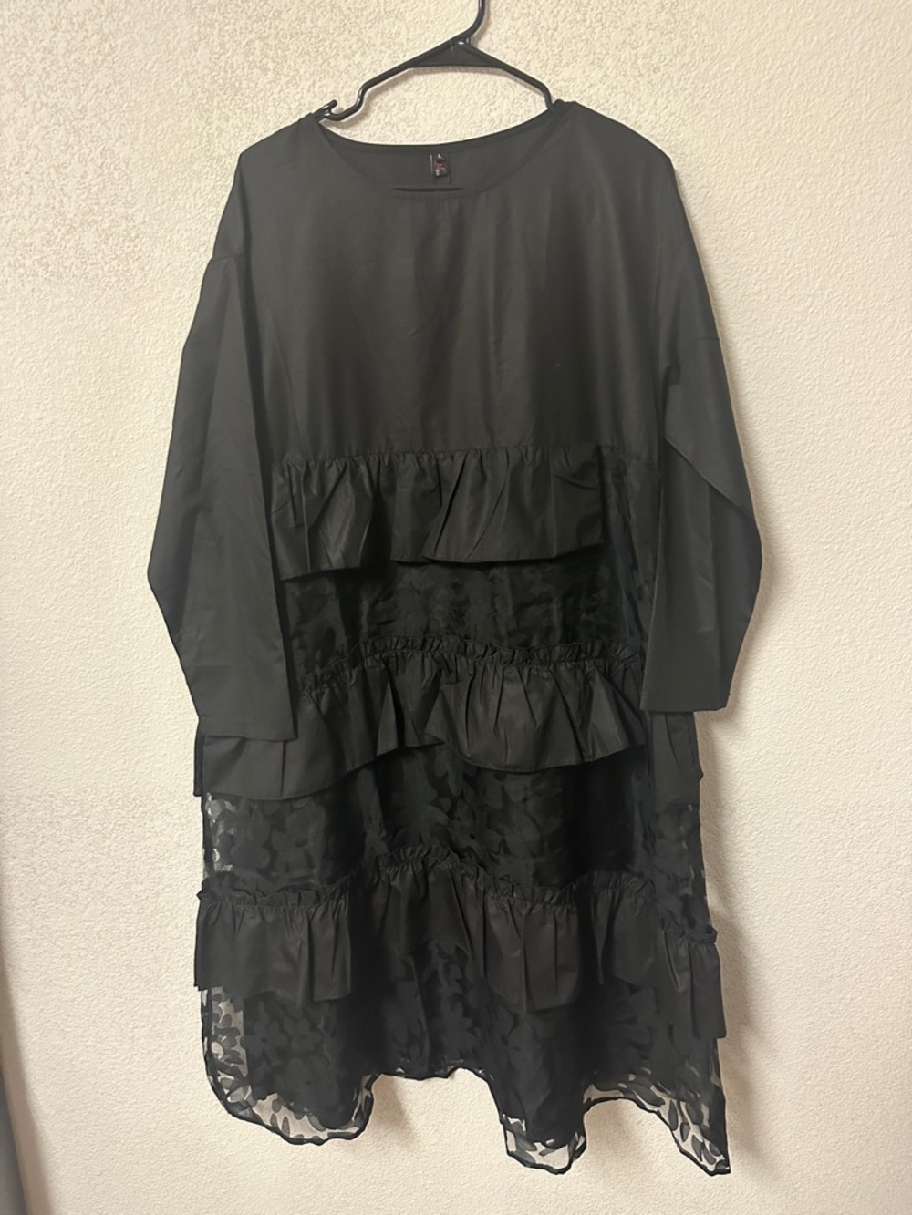 N BY NANCY Black Ruffle Tiered Dress NWT SIZE L